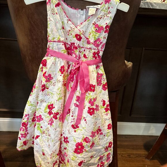Sugar Other - Charming White Floral Dress with Pink Accents